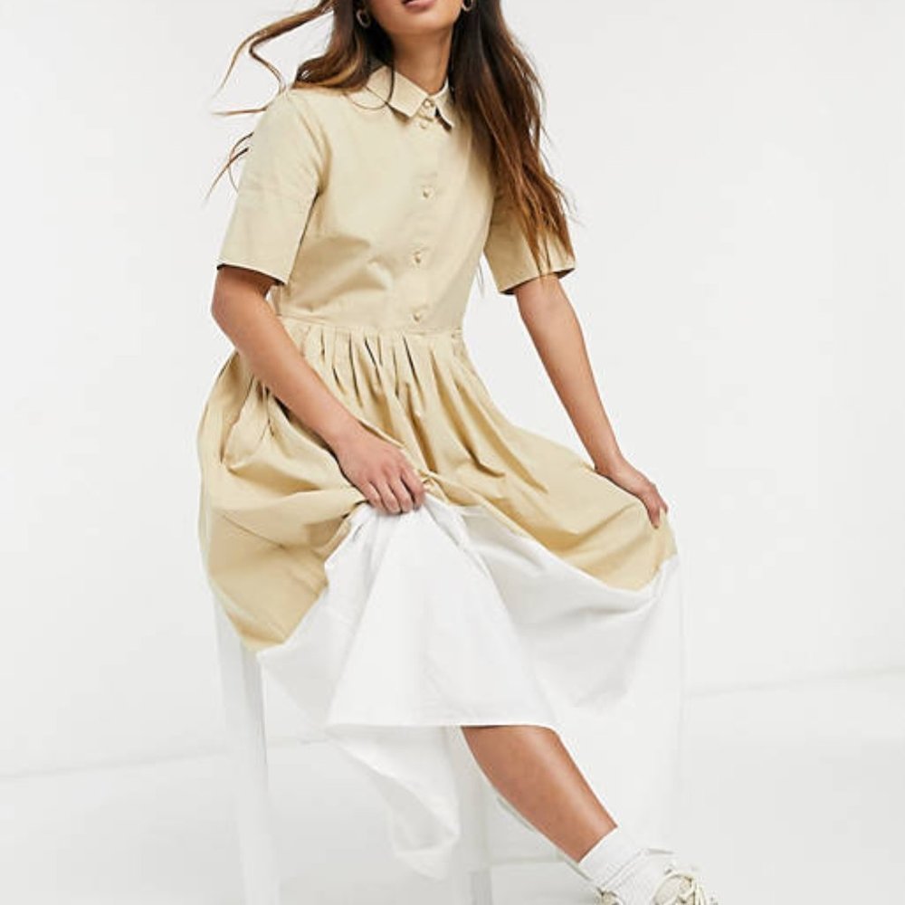 Y.A.S Pepper color block maxi dress in white